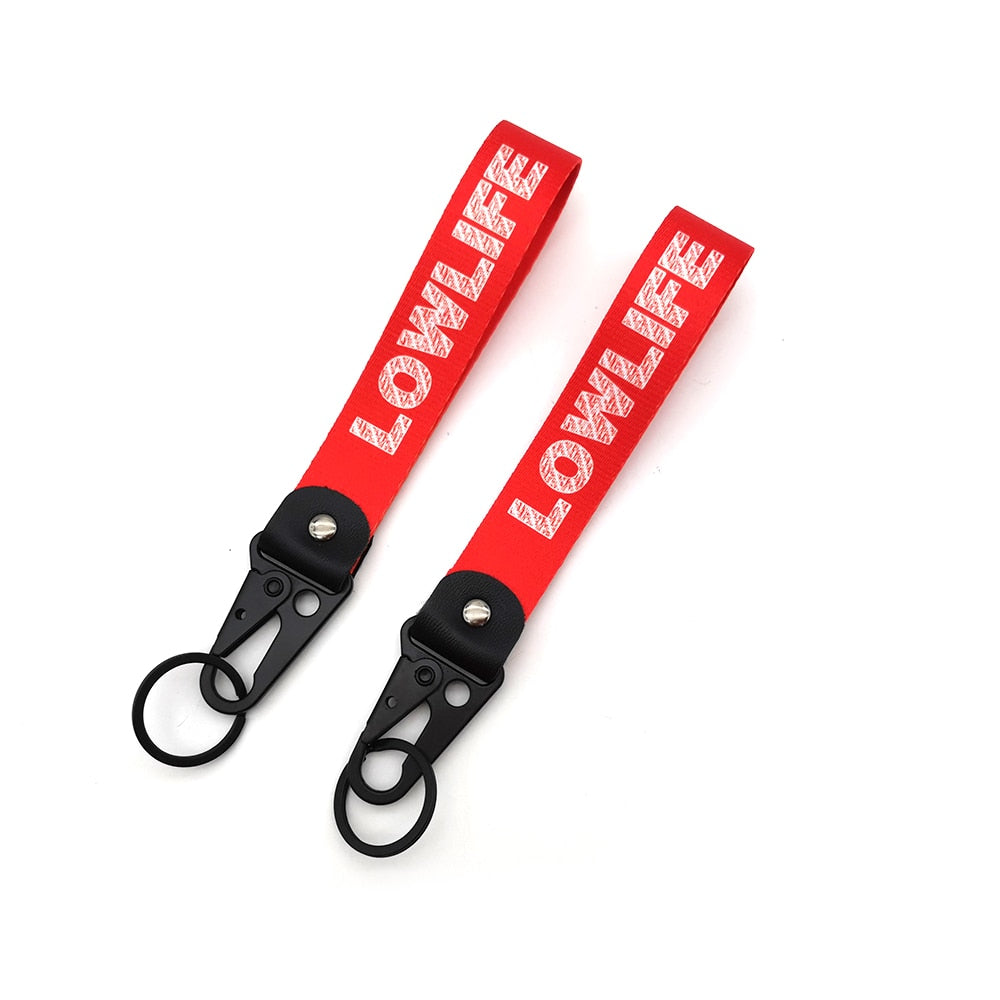 JDM Style Car Keychain Nylon Low Life Fake Taxi Gift Lanyard Keyring Auto Key Steel Spring Clip Key Starp Key Pendant Lucky Cat