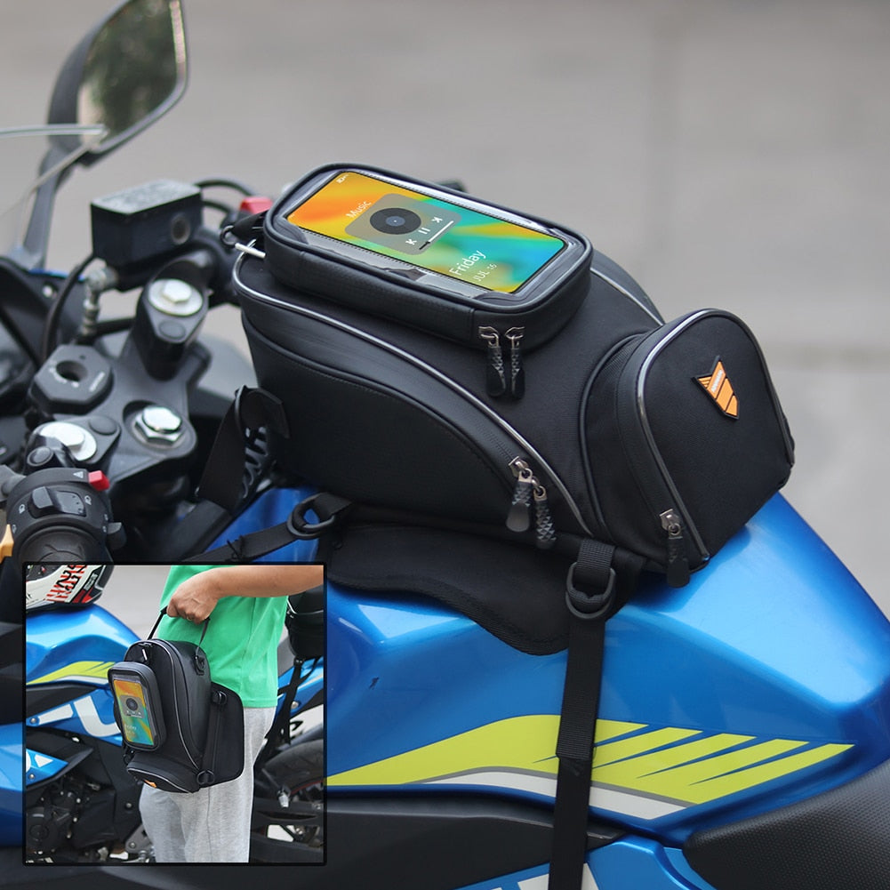 Fuel Tank Bag with Screen Touch Phone Holder - Motorcycle Bag for Toolkit Storage and Quick Release Handbag - Riding Accessories