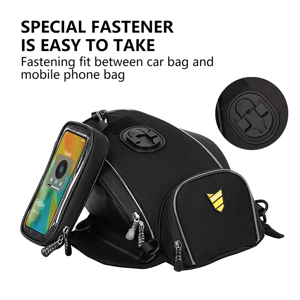 Fuel Tank Bag with Screen Touch Phone Holder - Motorcycle Bag for Toolkit Storage and Quick Release Handbag - Riding Accessories