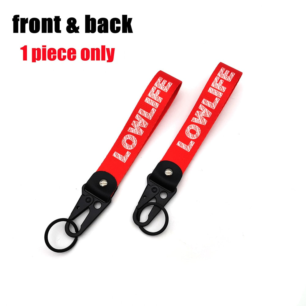 JDM Style Car Keychain Nylon Low Life Fake Taxi Gift Lanyard Keyring Auto Key Steel Spring Clip Key Starp Key Pendant Lucky Cat