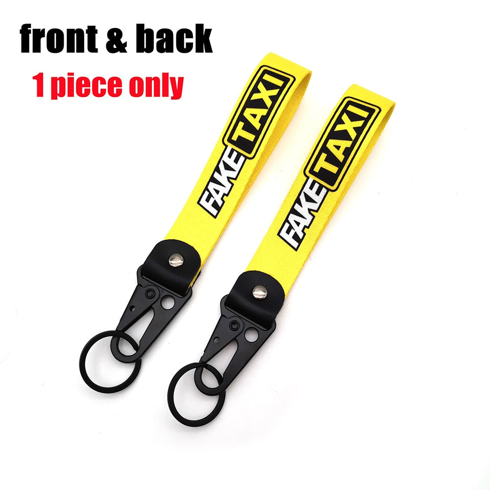 JDM Style Car Keychain Nylon Low Life Fake Taxi Gift Lanyard Keyring Auto Key Steel Spring Clip Key Starp Key Pendant Lucky Cat